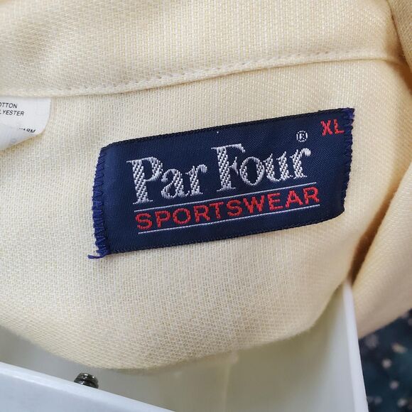 Vintage Par Four Sportswear Shirt Mens XL Yellow Button Front Made in USA - Picture 9 of 10